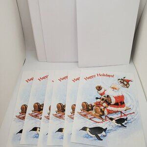 Lot of 6 Paper Magic Group Santa "Happy Holidays!" Holiday Cards with Envelops
